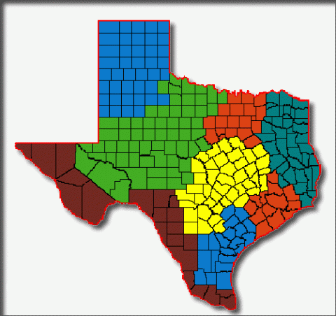 Map of Texas and county lines