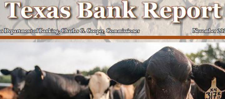 Texas Bank Report with cows at the ranch