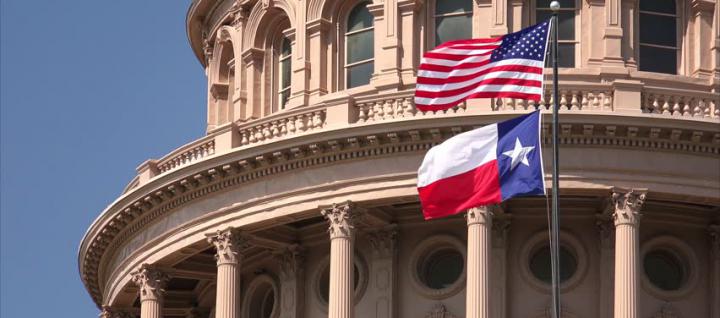 Texas Capitol Dome & Flags
